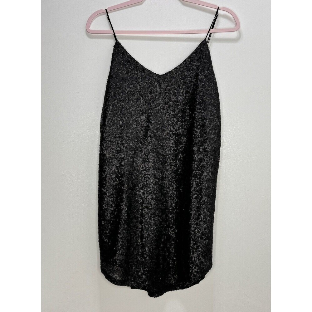 Amuse Society Slip Dress Full Sequin Black Short Spaghetti Strap Party Sz M